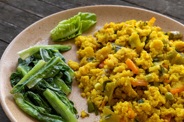 Millet and Vegetable Stir-Fry and romaine lettuce stir fry.