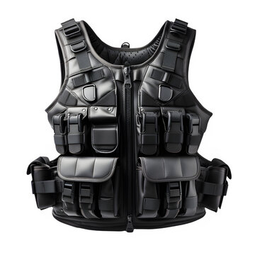 black bulletproof vest isolated on transparent background ,police vest armor png ,generative ai