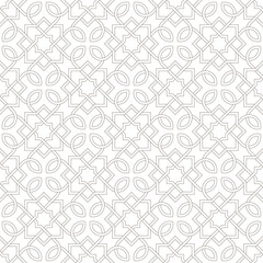 Geometric Arabesque Pattern Background, Light Gray and white Wallpaper, Vector Illustration