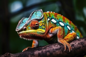 Obraz premium Chameleon with big eye looking around