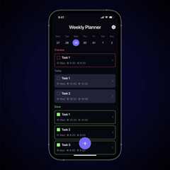 To Do App UI Concept. Task List, Overdue, Today, Done. iPhone mobile app