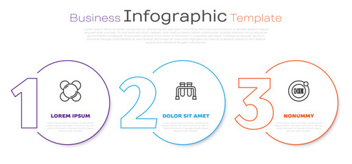Set line Molecule, Test tube and Helium. Business infographic template. Vector