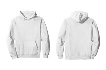 Blank Unisex White Pullover Hoodie Mockup Front and Back View
