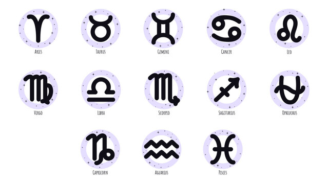 Ophiuchus, new zodiac sign, ophiuchus icon, zodiac icon set, 13 zodiac signs 