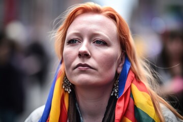 image of a transgendered woman at a pride march