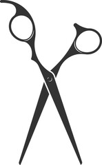 Scissor icon. Scissors vector design element or logo template. Black and white silhouette isolated.