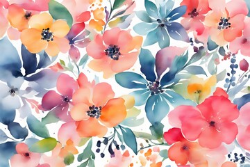 Watercolor flowery background.