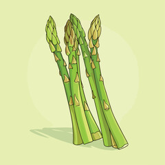 Asparagus in cartoon, doodle style. 2d vector illustration in logo, icon style. Black and white AI Generative