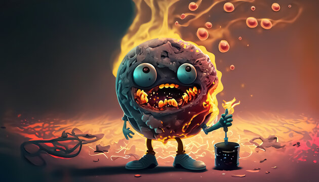 Illustration of fat burning Cell character