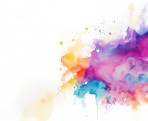 Abstract watercolor on a white background. The color splashes on the paper.