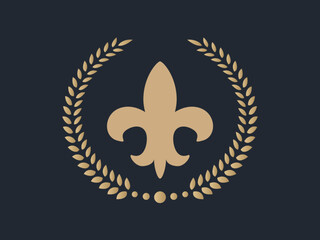 Fleur de lys icon vector in wreath
