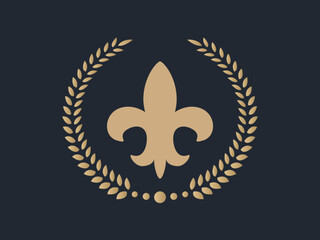 Fleur de lys icon vector in wreath