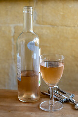 French cold rose dry wine from Provence in glass served for lunch in restaurant