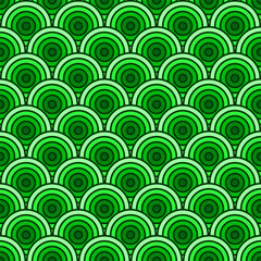 Colorful Chinese and Japanese seamless pattern. Traditional asian ornament, oriental New Year decoration. Modern green background, geometric texture with waves. Vector illustration