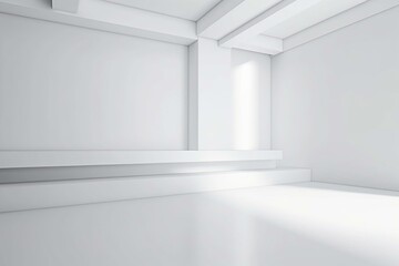 White wall floor, empty studio room with gradient background. Showcasing product. 3D illustration. Generative AI