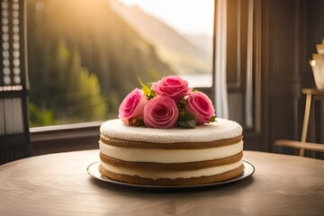 Fototapeta na wymiar wedding cake with roses