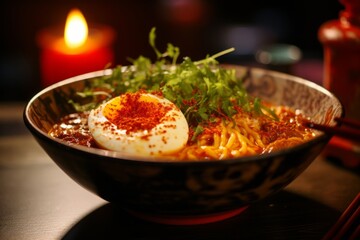 a delicious bowl of japanese hot ramen ready to eat