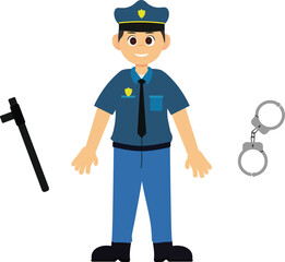 police officer with handcuffs and tonfa
