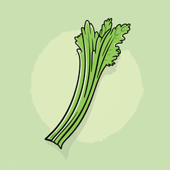 Celery in cartoon, doodle style. 2d vector illustration in logo, icon style. Black and white AI Generative