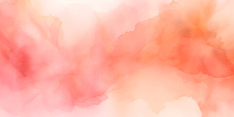 Abstract watercolor background in shade of apricot, pastel pink, orange and yellow - obrazy, fototapety, plakaty