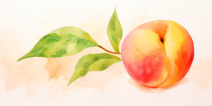 Watercolor illustration of peaches on white background