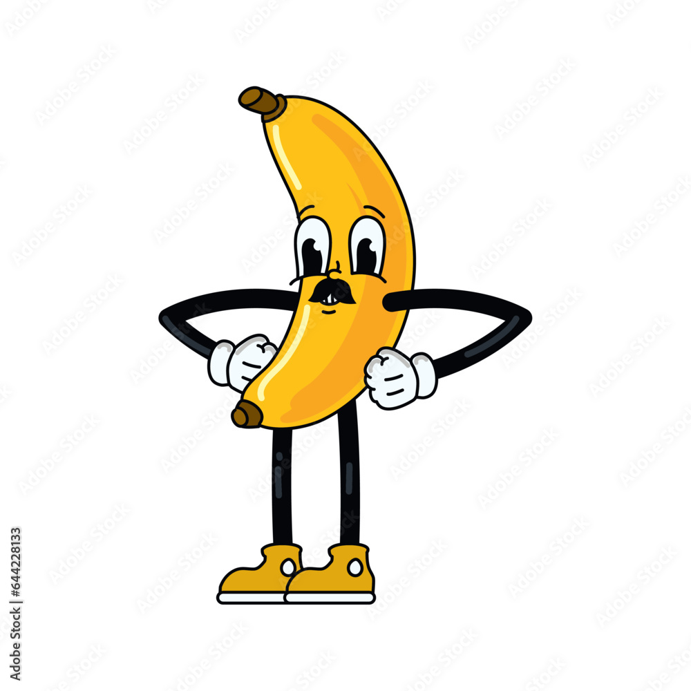 Sticker fruit cartoon character banana