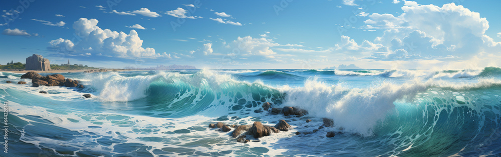 Wall mural sea waves rocks