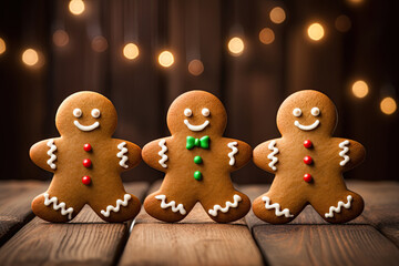 Gingerbread cookies. Traditional Christmas dessert. Generative Ai