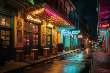 Vibrant nightlife hub in NOLA. Generative AI