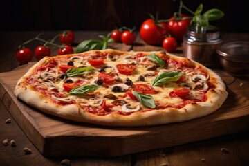 pizza with vegetables and cheese