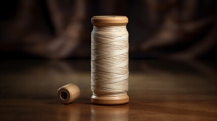 a delicate cotton thread spool, showcasing its fine texture and natural fibers