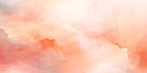 Abstract watercolor background in shade of apricot, pastel pink, orange and yellow - obrazy, fototapety, plakaty