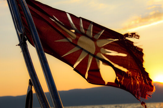 Waving Macedonian Flag