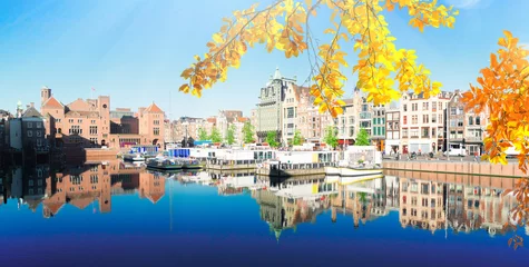 Fotobehang Houses of Amsterdam, Netherlands © neirfy
