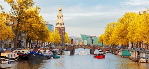 Papier Peint photo autocollant Amsterdam Amstel river, Amstardam, Holland