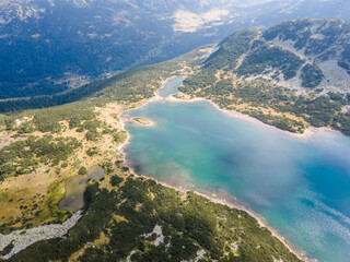 Fototapeta na wymiar Aerial view of The Stinky Lake, Rila mountain, Bulgaria