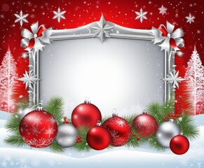 Fototapeta na wymiar Christmass red and silver frame