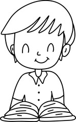 School teacher and school students. Education learner coloring page design element. Teaching materials