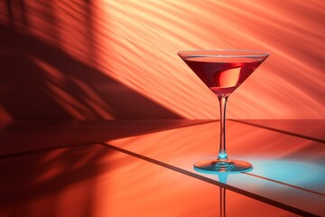 Chic cocktail on illuminated surface with gentle sunlight. Generative AI