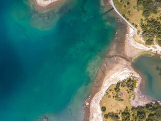 Aerial view of The Stinky Lake, Rila mountain, Bulgaria
