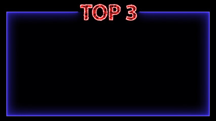Top 3 Title and Frame Red Neon Effects - 3D Illustration