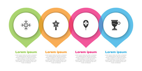 Set Snowflake, Christmas star, Balloons with snowflake and Mulled wine. Business infographic template. Vector