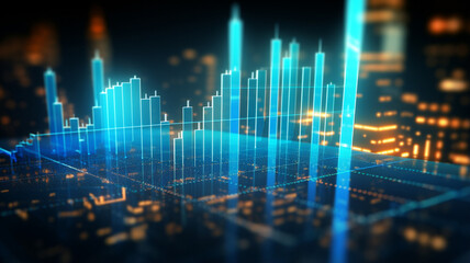 financial market forex graph on blurred abstract digital trading background