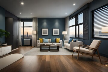 modern living room with fireplace