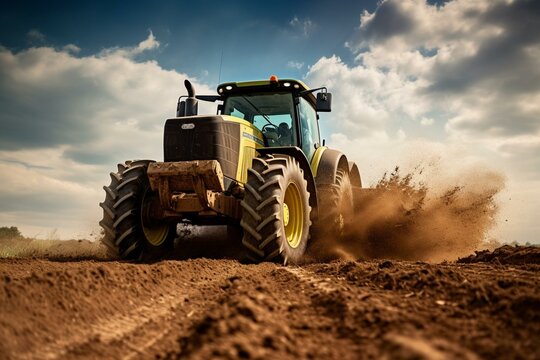 A tractor preparing soil for farming. Generative AI