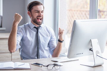 Handsome businessman working