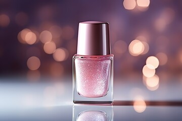 Blank Glitter pink nail polish Bottle. High quality photo