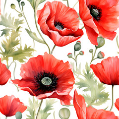 Seamless pattern background with poppy flowers
