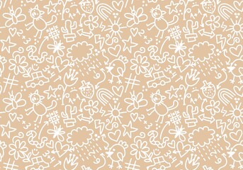 Obraz premium School blackboard doodle seamless scribble chalk pattern for fabrics and textiles and wrapping paper and kids clothes
