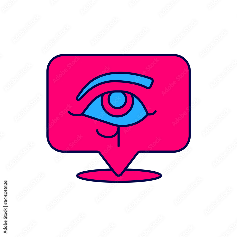 Sticker Filled outline Eye of Horus icon isolated on white background. Ancient Egyptian goddess Wedjet symbol of protection, royal power and good health. Vector